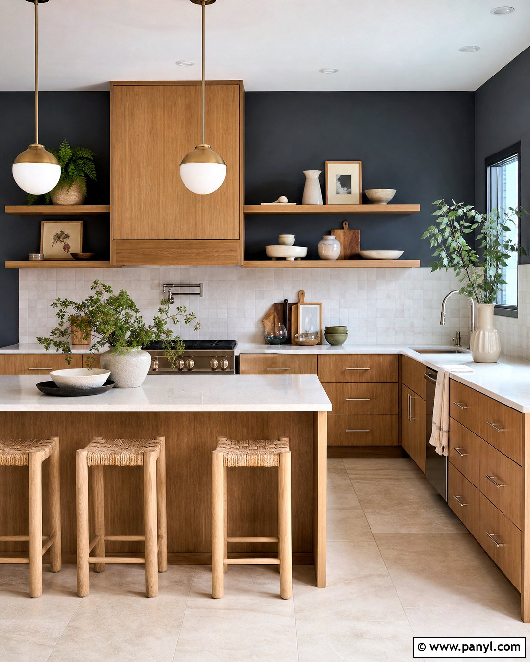 Dark Grey Kitchen Walls With Natural Oak Cabinets - 20 dark grey kitchen walls