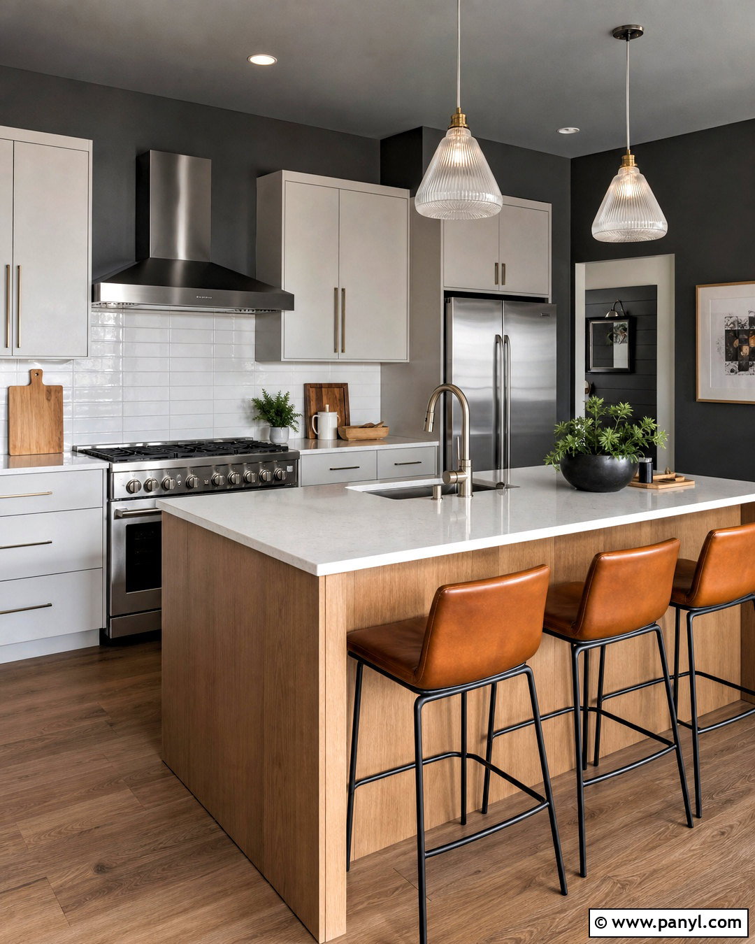 Dark Grey Kitchen Walls With Stainless Steel Accents - 20 dark grey kitchen walls
