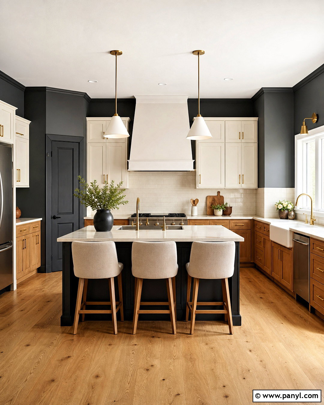 Dark Grey Kitchen Walls With Two-Tone Cabinets - 20 dark grey kitchen walls