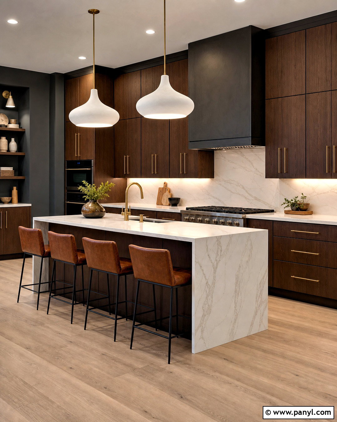 Dark Grey Kitchen Walls With Walnut Cabinets - 20 dark grey kitchen walls