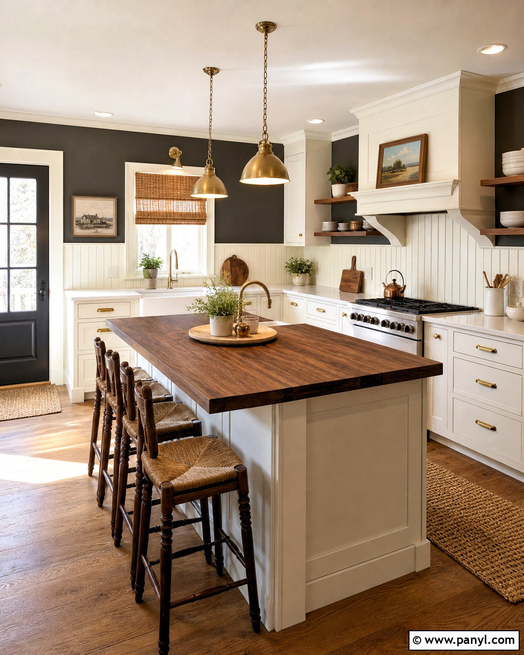 Dark Grey Kitchen Walls With Warm Wood Countertops - 20 dark grey kitchen walls