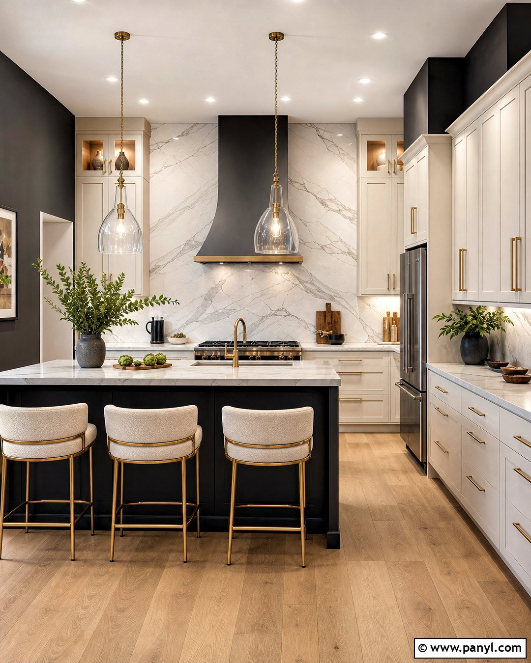 Dark Grey Kitchen Walls With White Marble Backsplash - 20 dark grey kitchen walls