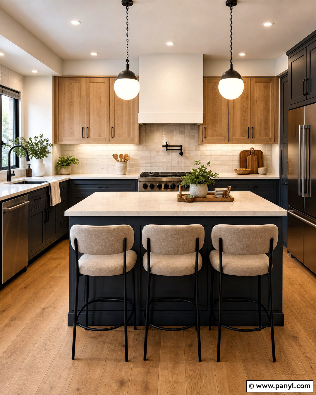 Dark Grey Kitchen With Oak Accents - 20 dark grey interior ideas