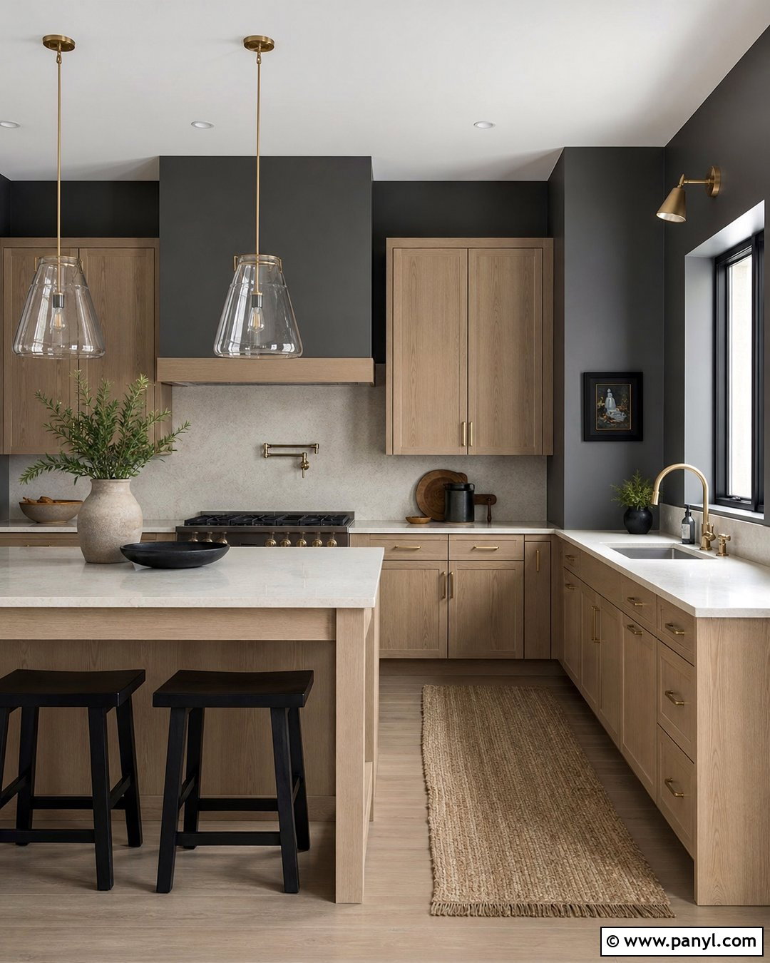 Dark Grey Kitchen With Oak Cabinets - 25 Dark Grey Wall Color Ideas