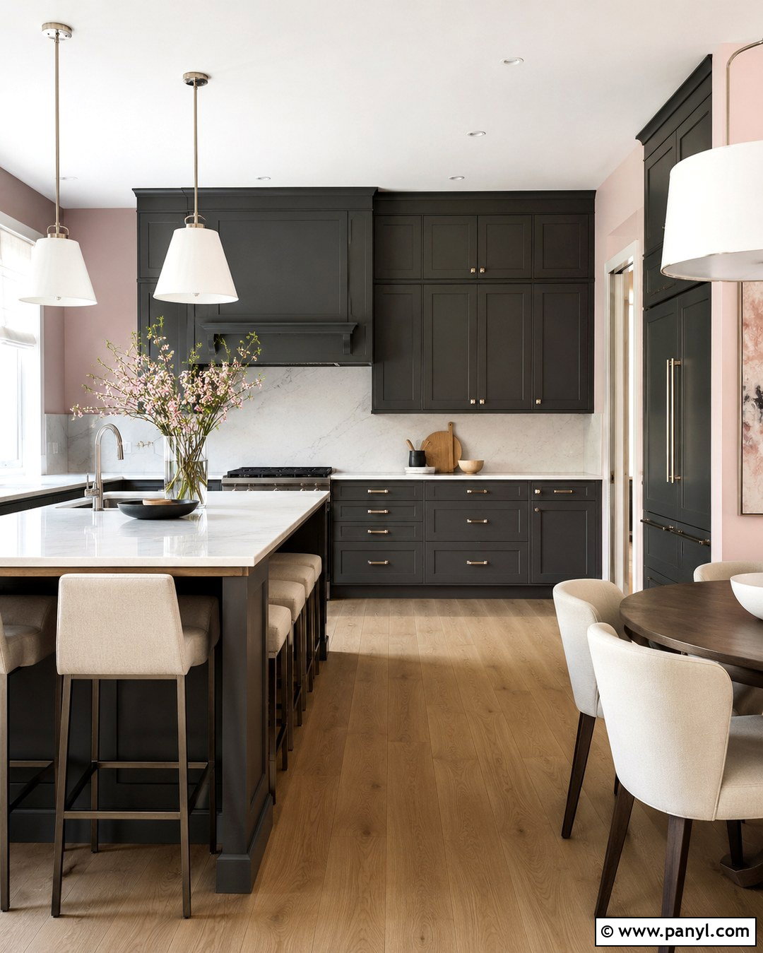 Dark Grey Kitchen With Powder Pink Walls - 20 grey kitchen pink walls