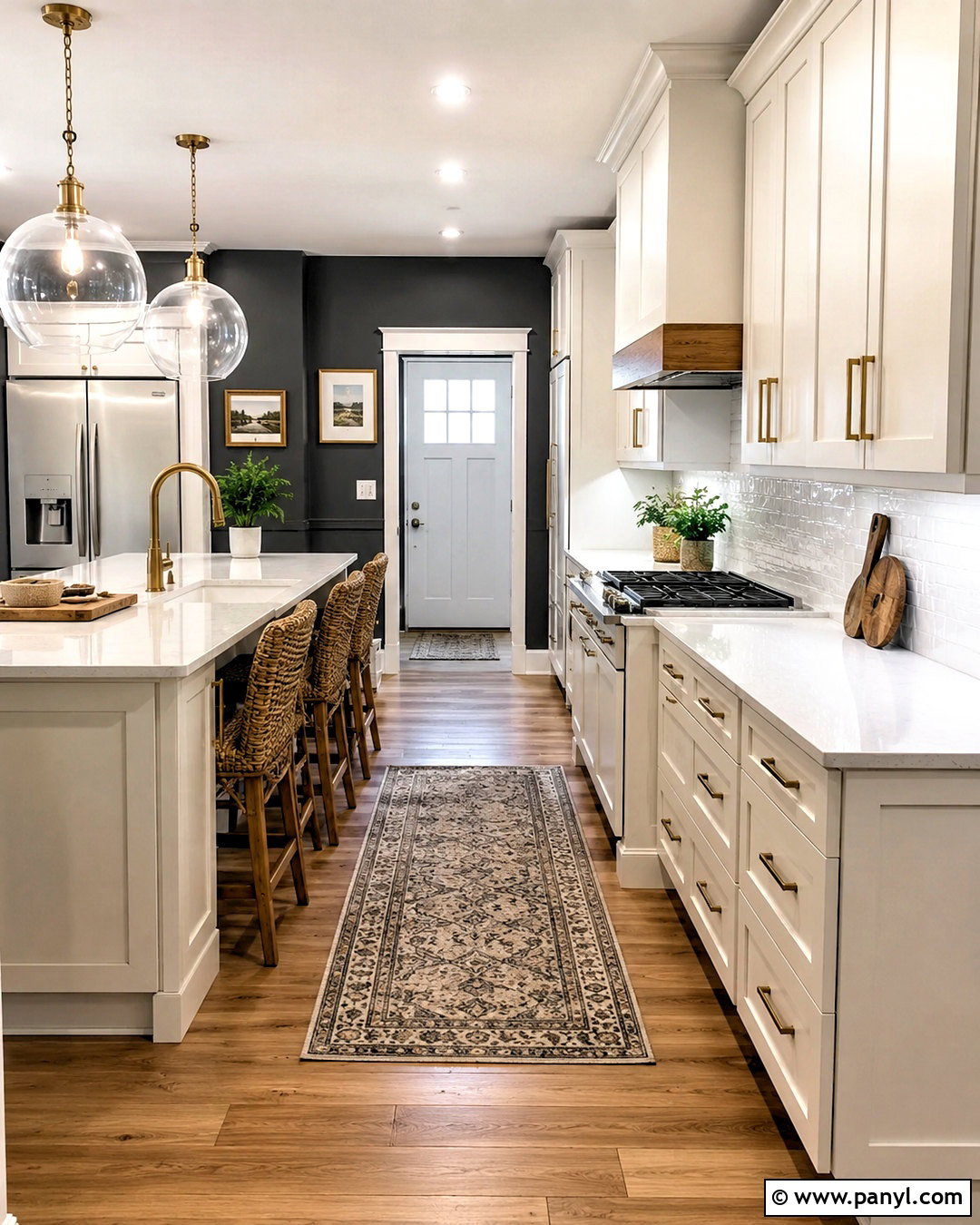Dark Grey Kitchen With White Cabinets - 40 Dark Grey Walls