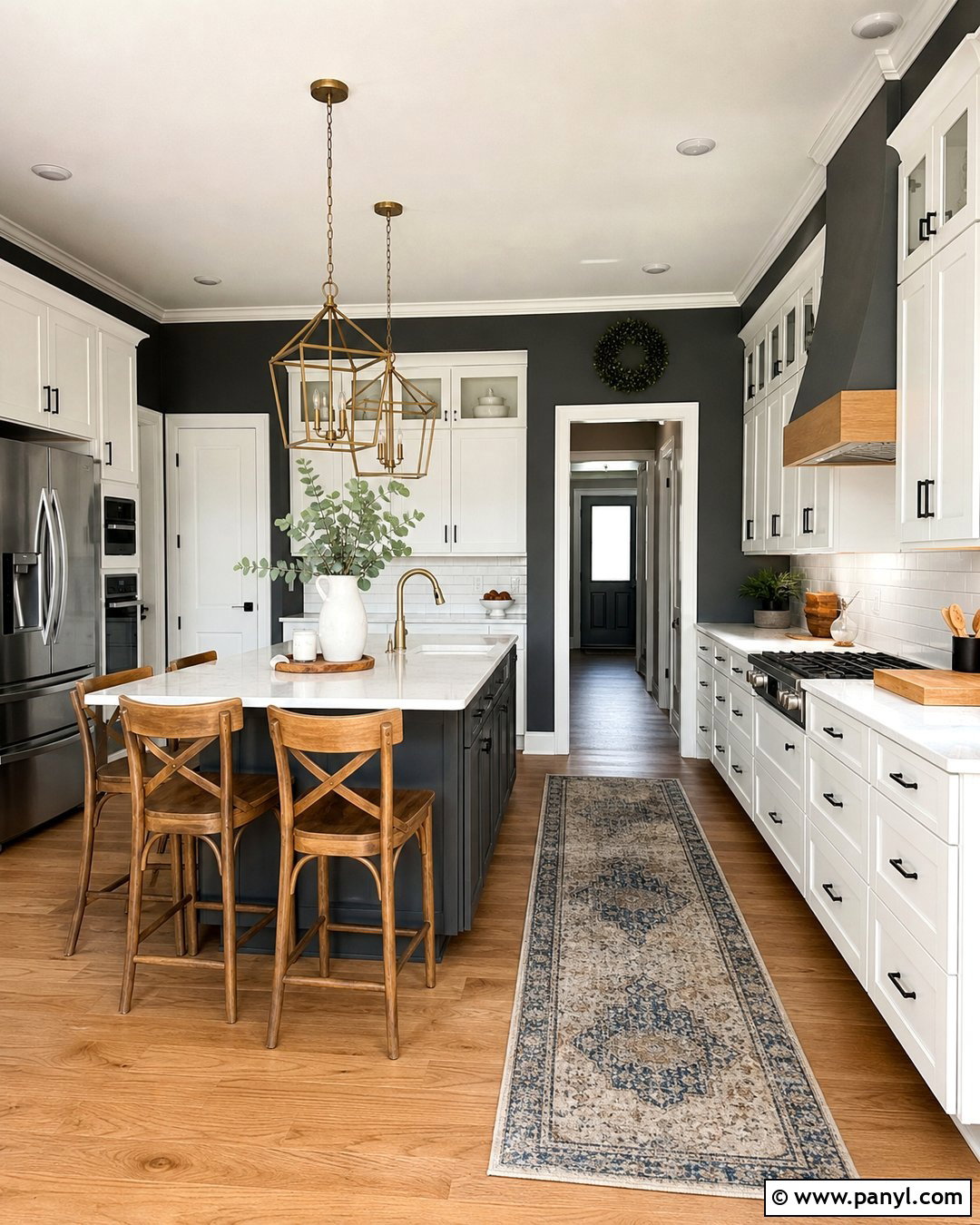 Dark Grey Kitchen With White Cabinets - 25 Dark Grey Wall Color Ideas