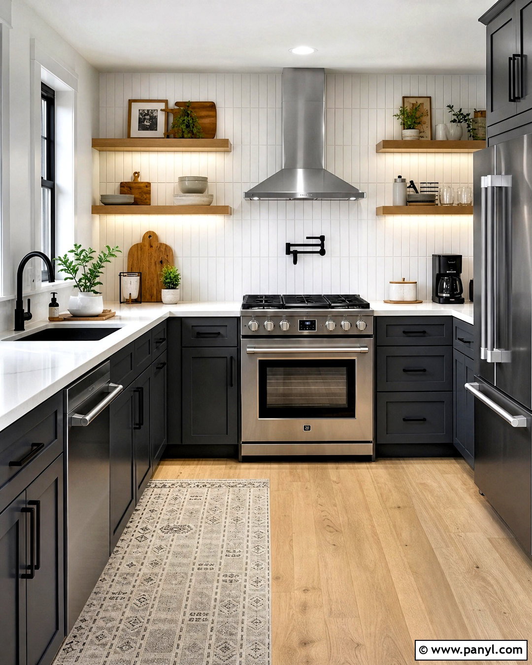 Dark Grey Kitchen With White Countertops - 20 small grey kitchen ideas