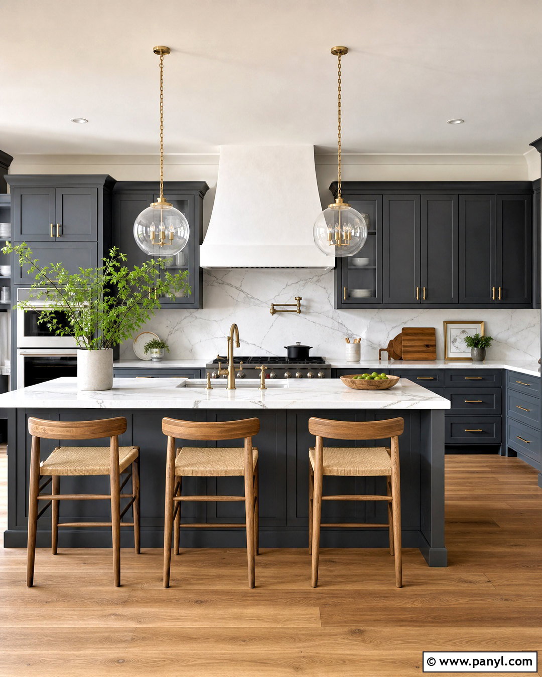 Dark Grey Kitchen With White Marble - 20 dark grey interior ideas