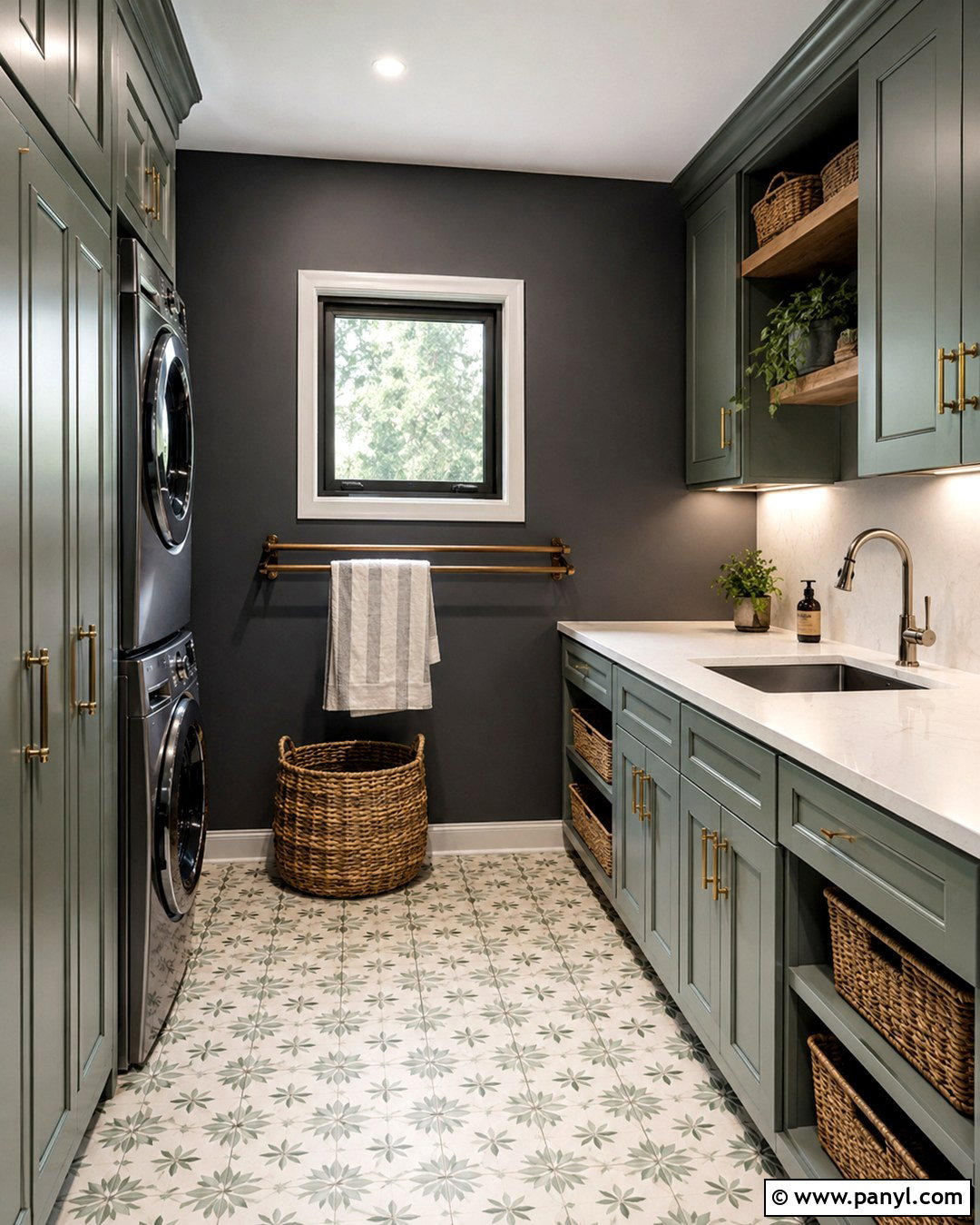 Dark Grey Laundry Room Walls With Sage Cabinets - 20 Dark Grey Interior Walls