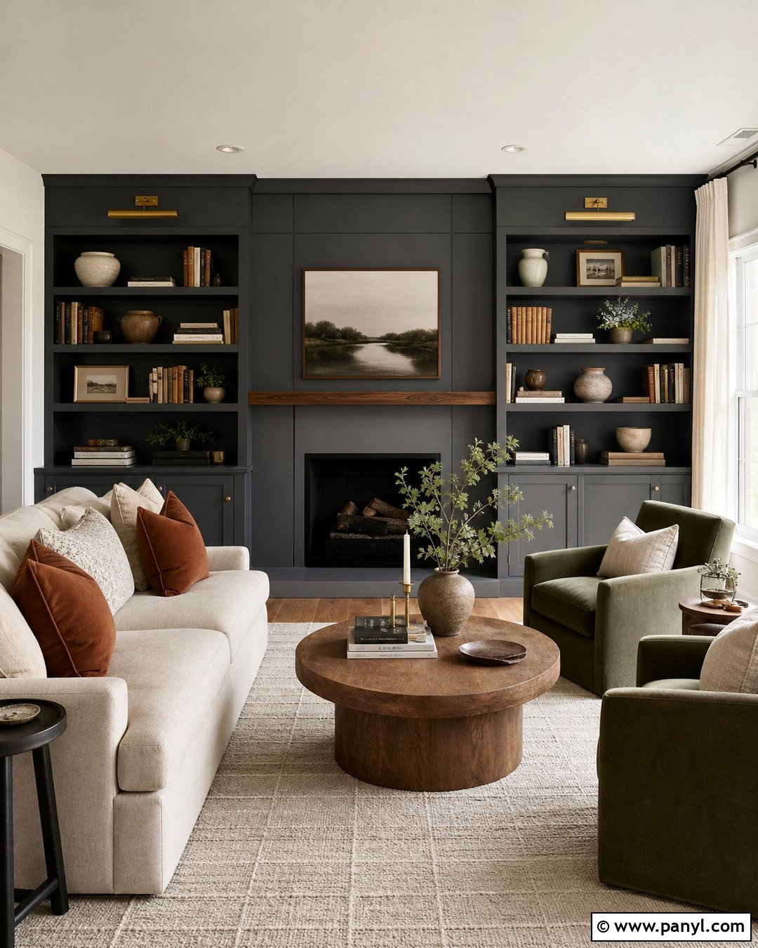 Dark Grey Living Room Walls With Built-In Shelves - 30 Dark Grey Living Room Walls