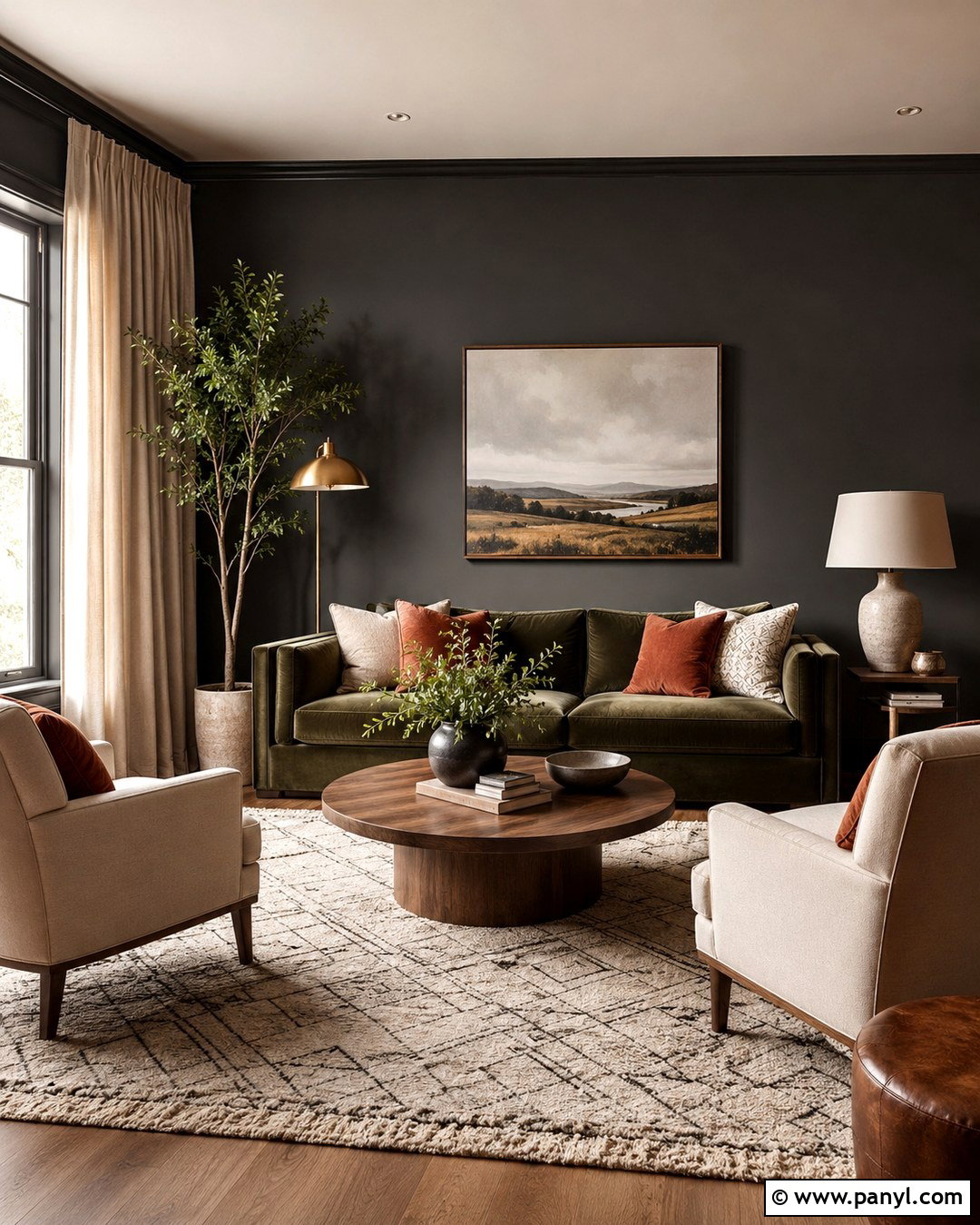 Dark Grey Living Room Walls With Green Furniture - 20 Dark Grey Interior Walls