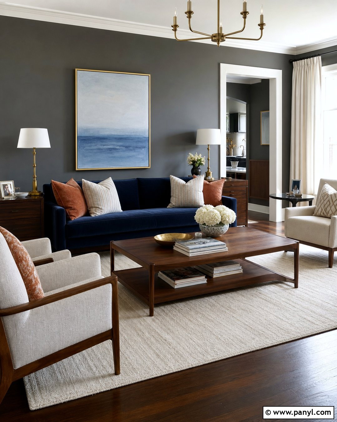 Dark Grey Living Room Walls With Navy Blue Sofa - 30 Dark Grey Living Room Walls