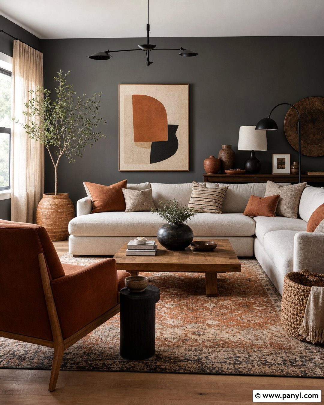Dark Grey Living Room Walls With Terracotta Decor - 30 Dark Grey Living Room Walls