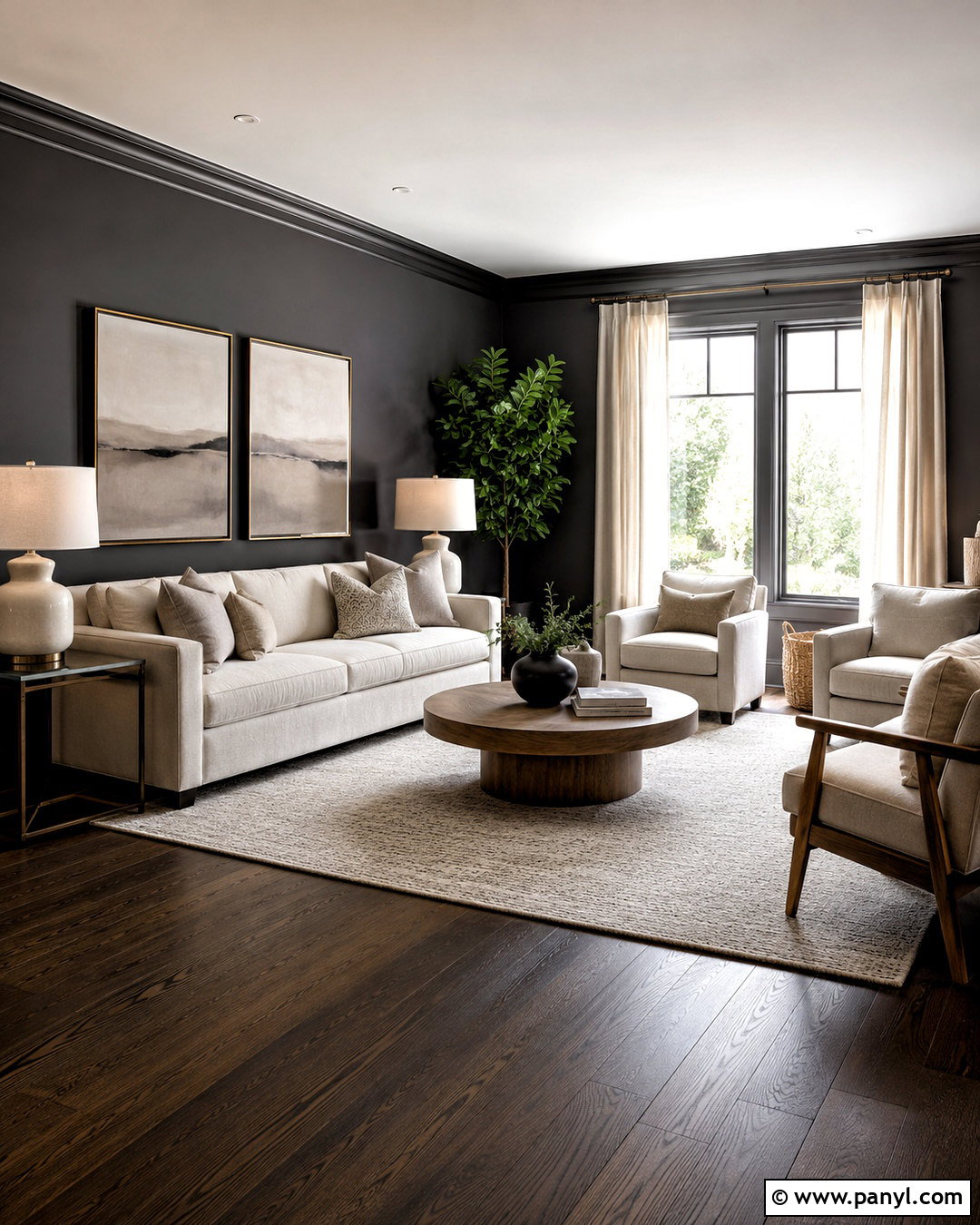 Dark Grey Living Room With Cream Furniture - 20 dark grey living room ideas
