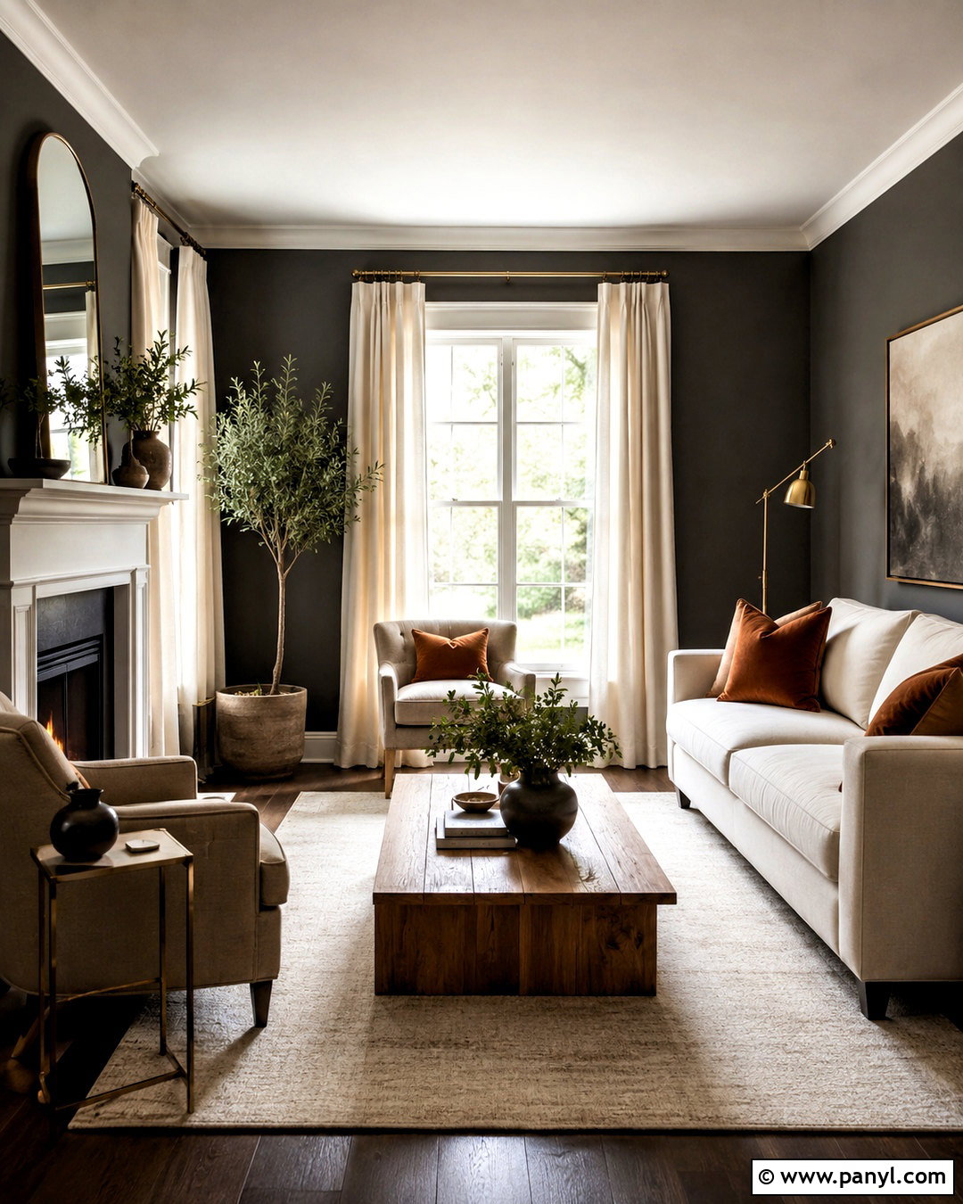 Dark Grey Living Room With Cream Furniture - 20 dark grey room ideas