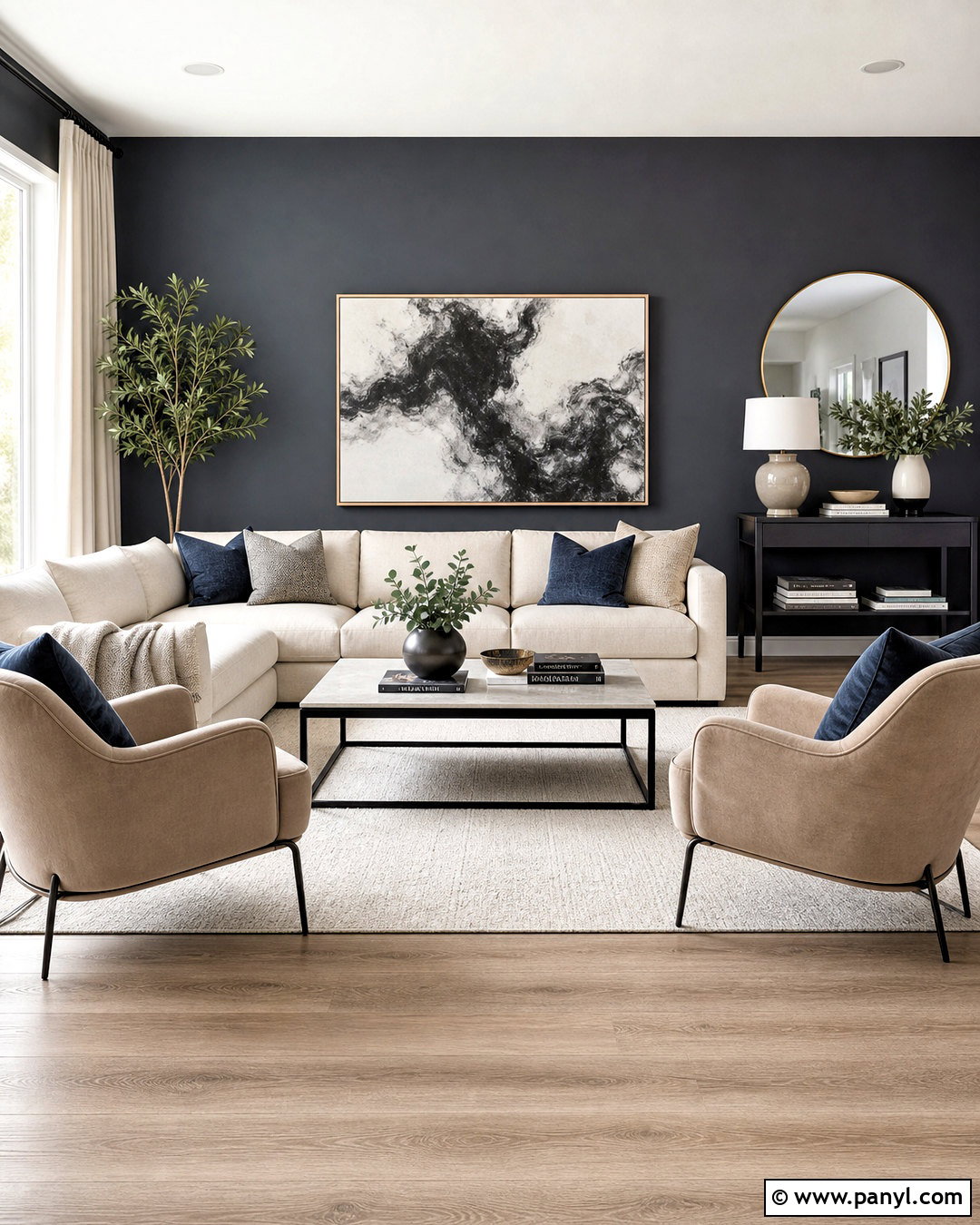 Dark Grey Living Room With Cream Furniture - 20 dark grey interior ideas