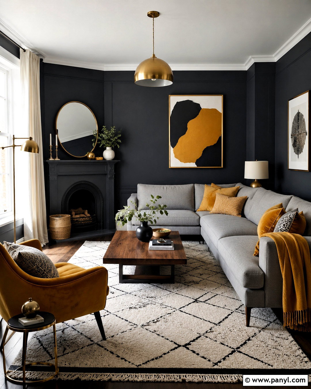 Dark Grey Living Room With Mustard Yellow - 20 dark grey living room ideas