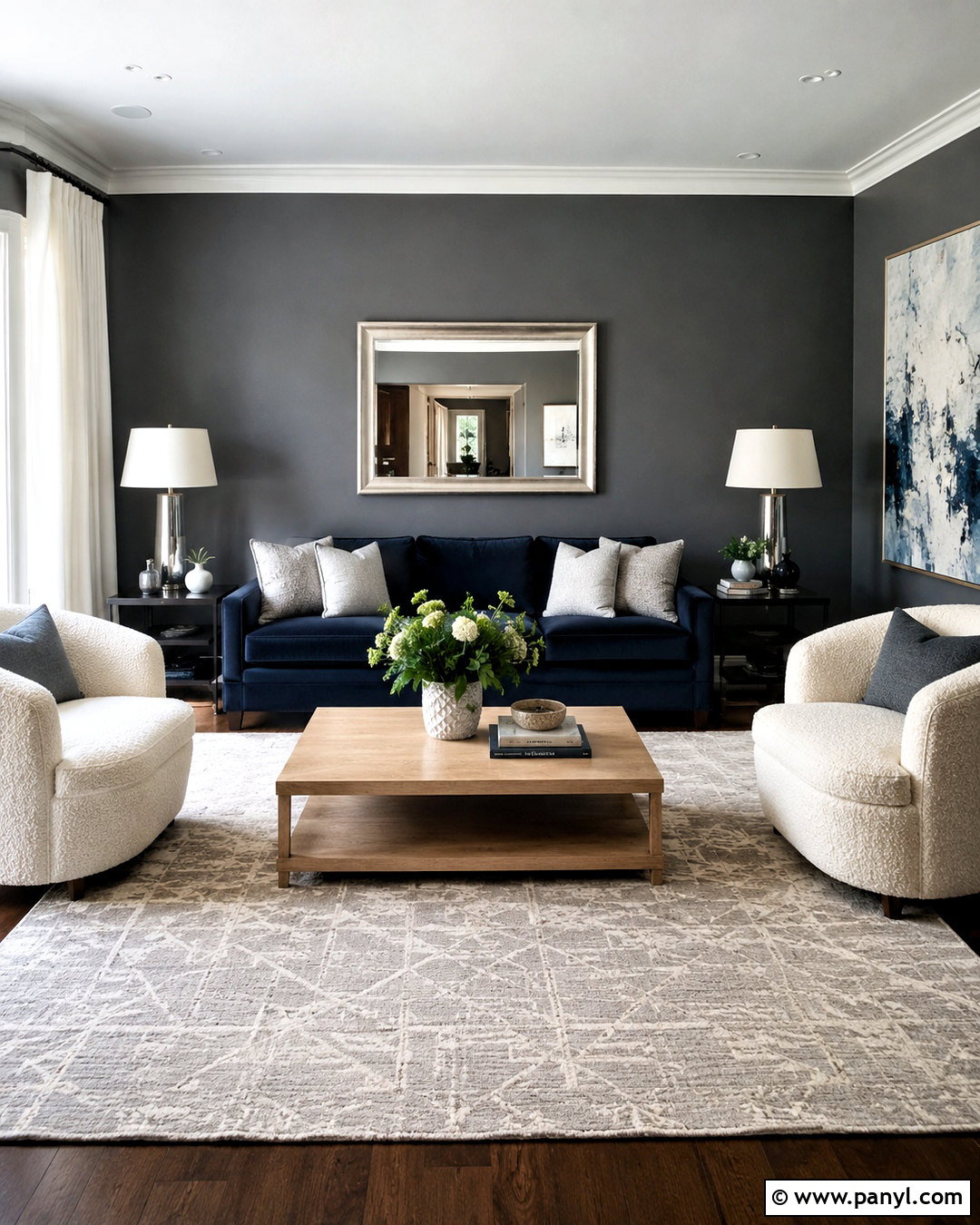 Dark Grey Living Room With Navy Blue - 20 dark grey living room ideas