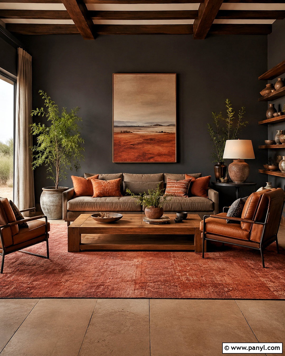 Dark Grey Living Room With Terracotta Accents - 20 dark grey living room ideas