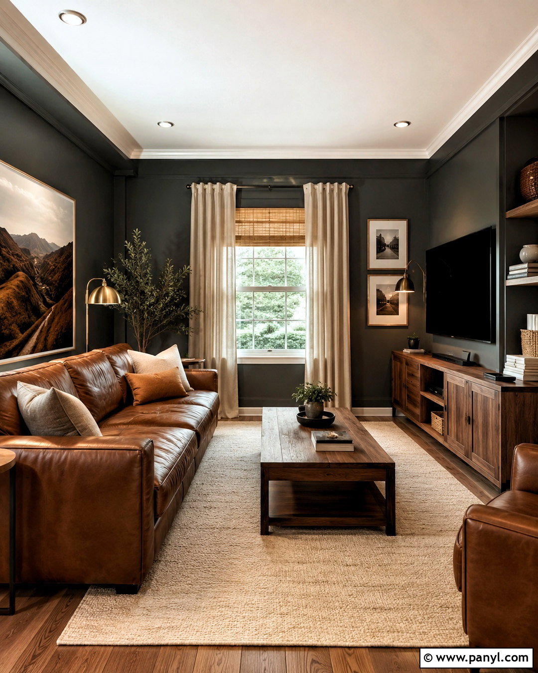 Dark Grey Living Room With Warm Wood - 20 dark grey living room ideas