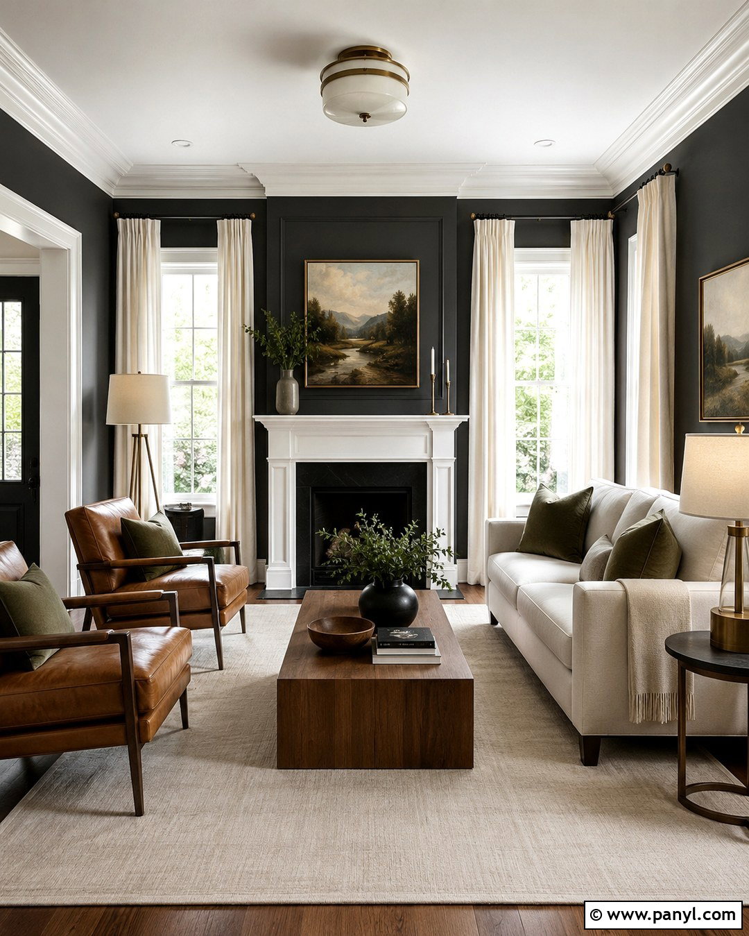 Dark Grey Living Room With White Crown Molding - 20 Grey Wall White Trim Living Room Ideas