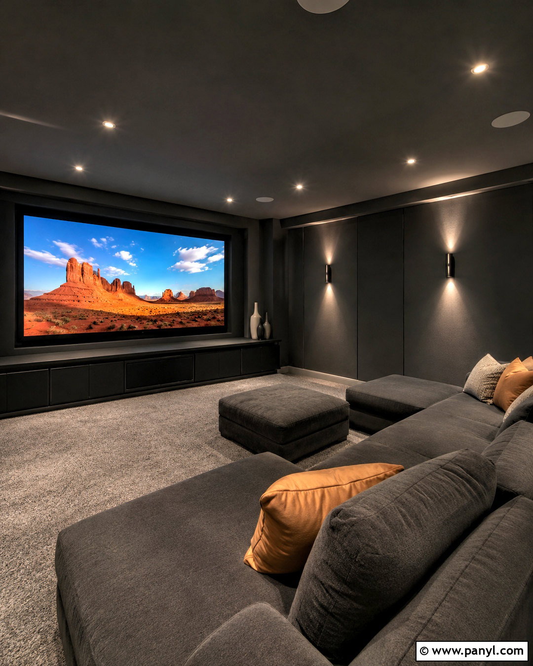 Dark Grey Media Room - 40 Dark Grey Walls