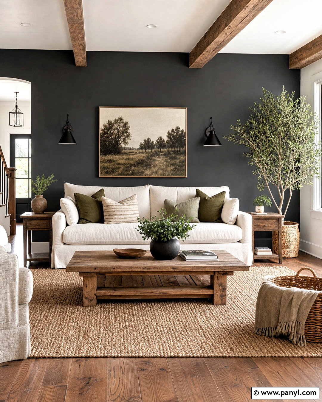 Dark Grey Modern Farmhouse Accent Wall - 20 grey accent wall living room ideas