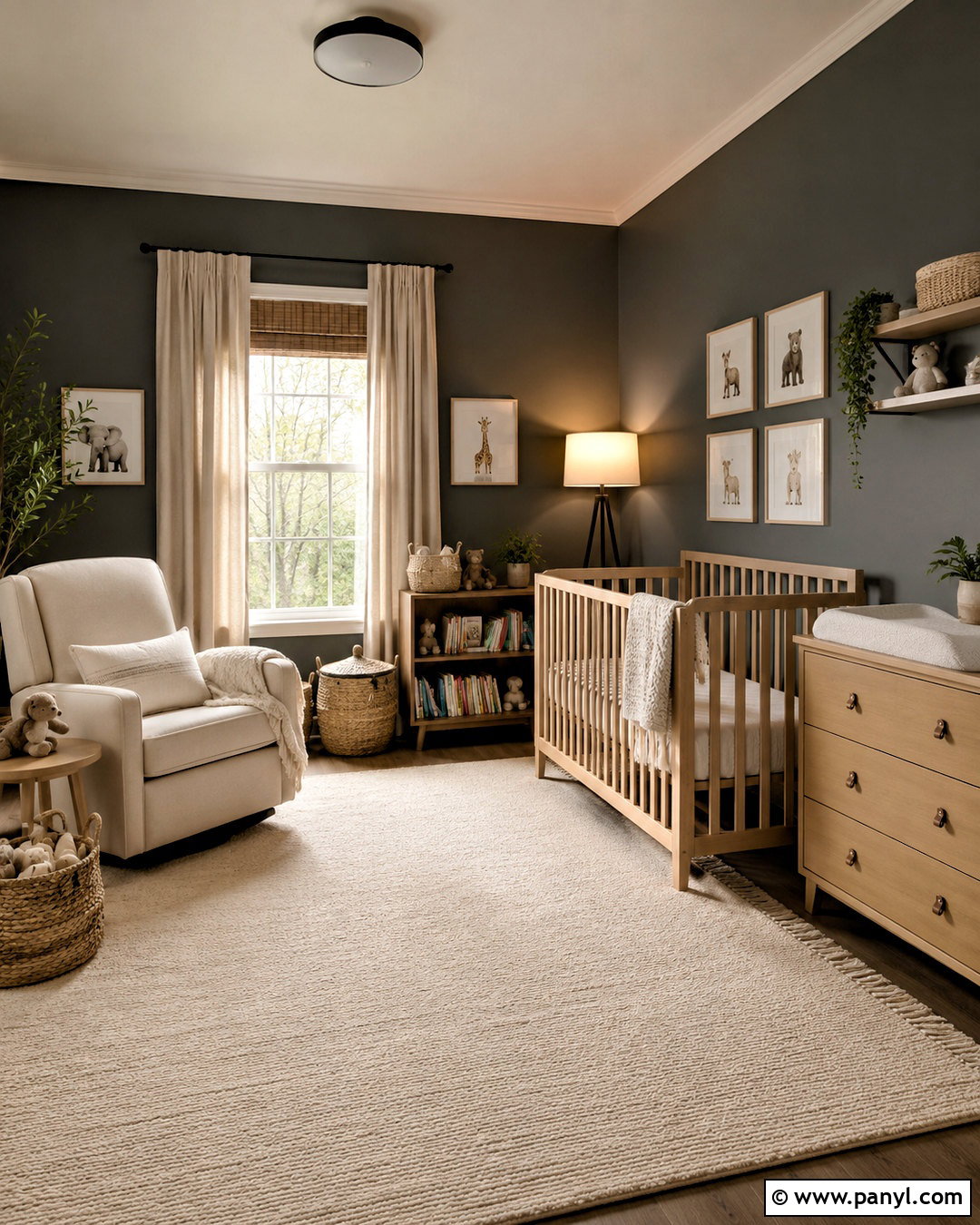 Dark Grey Nursery With Soft Neutrals - 20 dark grey room ideas