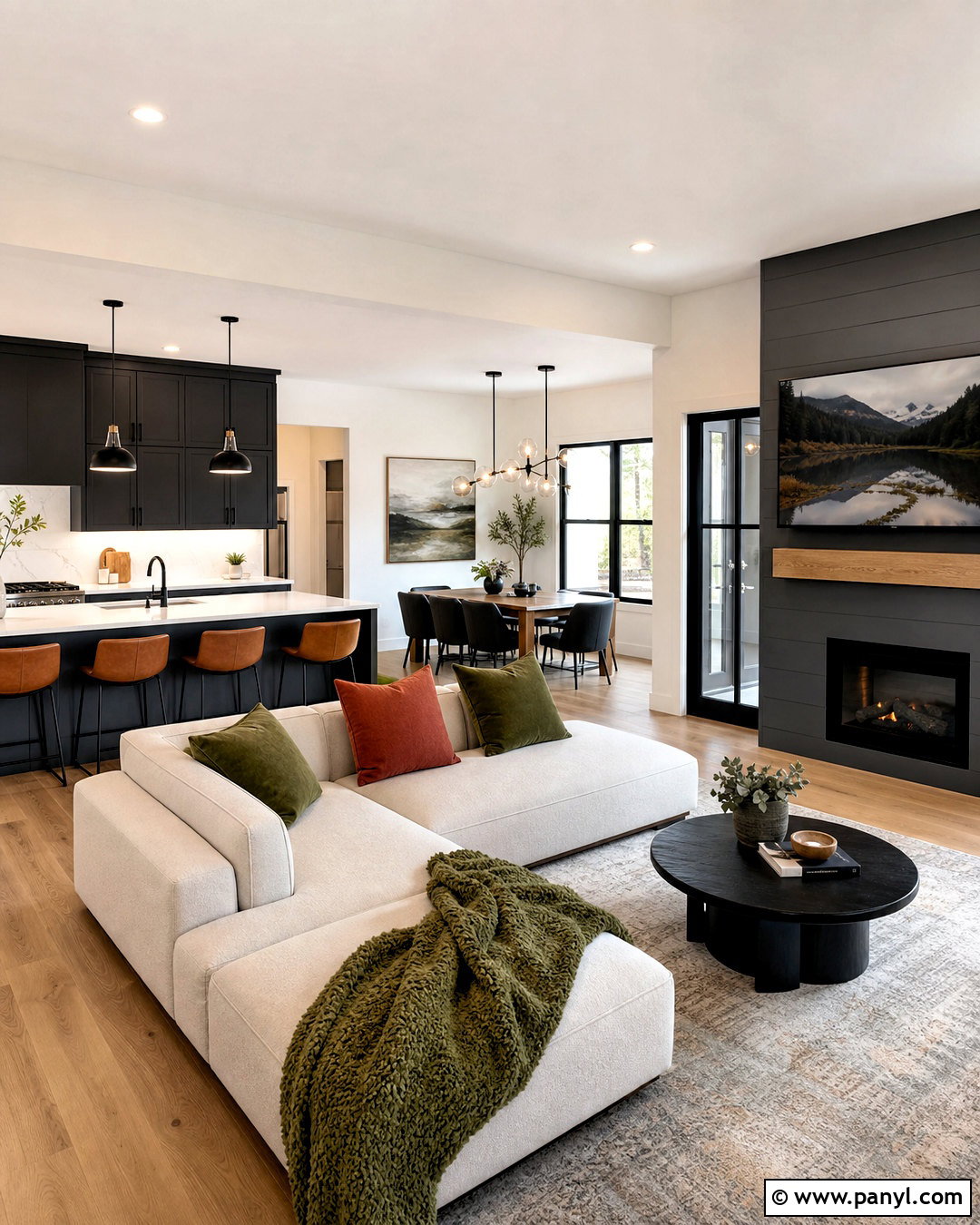 Dark Grey Open-Plan Interior - 20 dark grey interior ideas