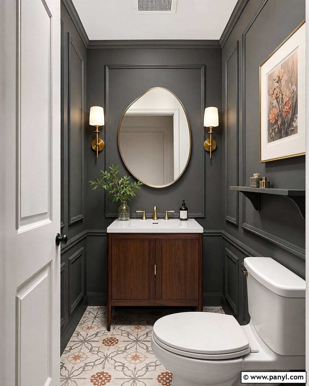 Dark Grey Powder Room Accent Wall - 30 Dark Grey Accent Wall Ideas