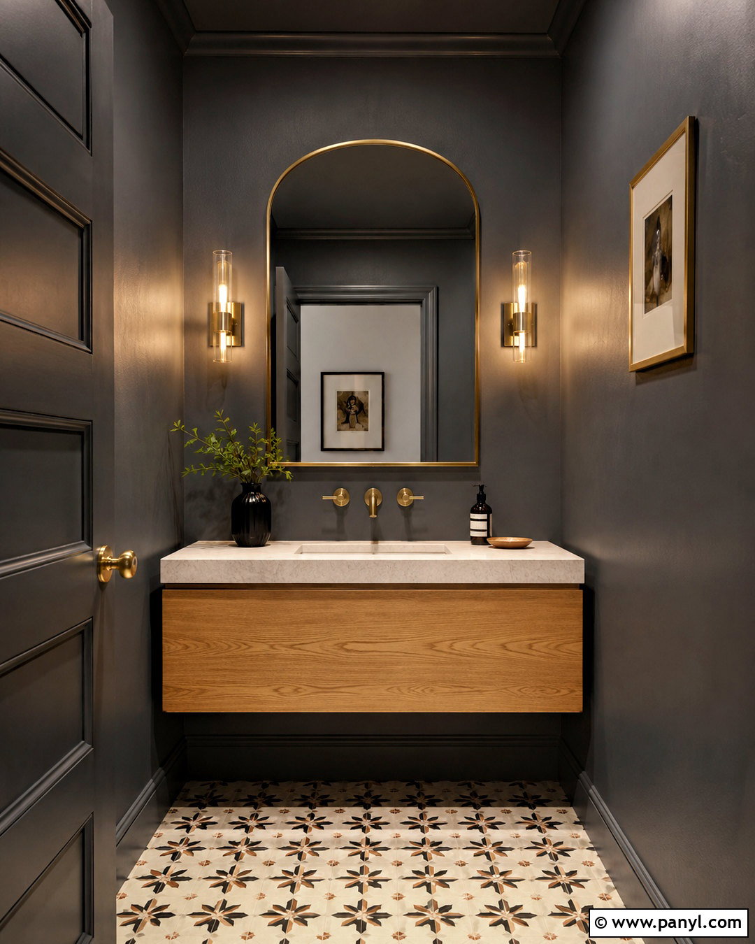 Dark Grey Powder Room - 40 Dark Grey Walls