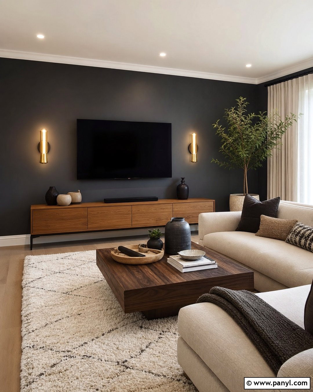 Dark Grey TV Accent Wall - 30 Dark Grey Accent Wall Ideas