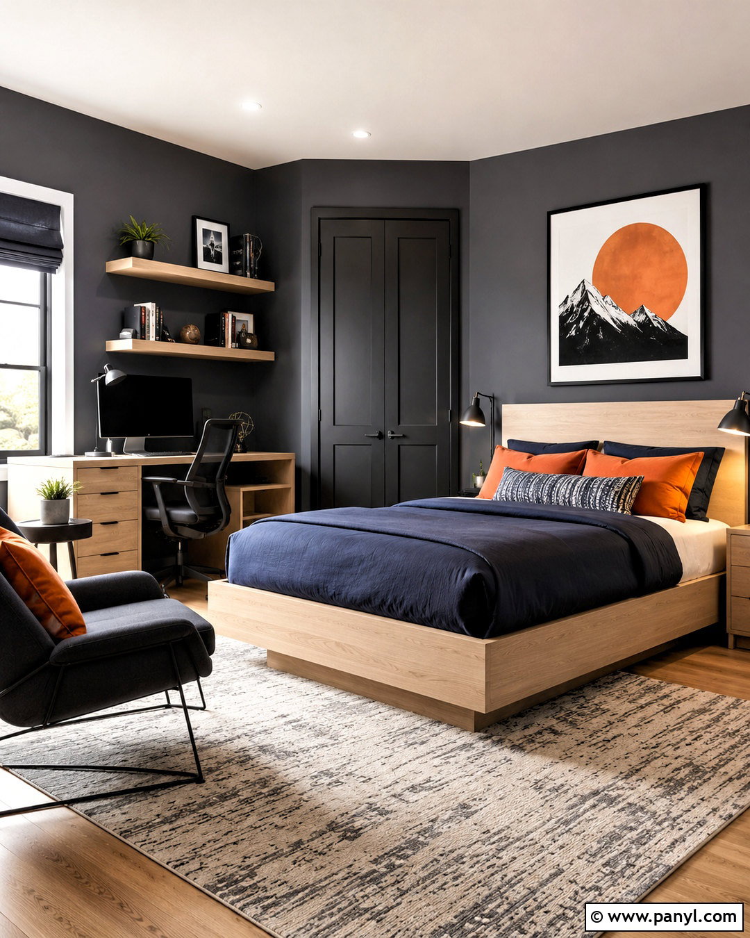 Dark Grey Teen Bedroom With Modern Storage - 20 dark grey room ideas