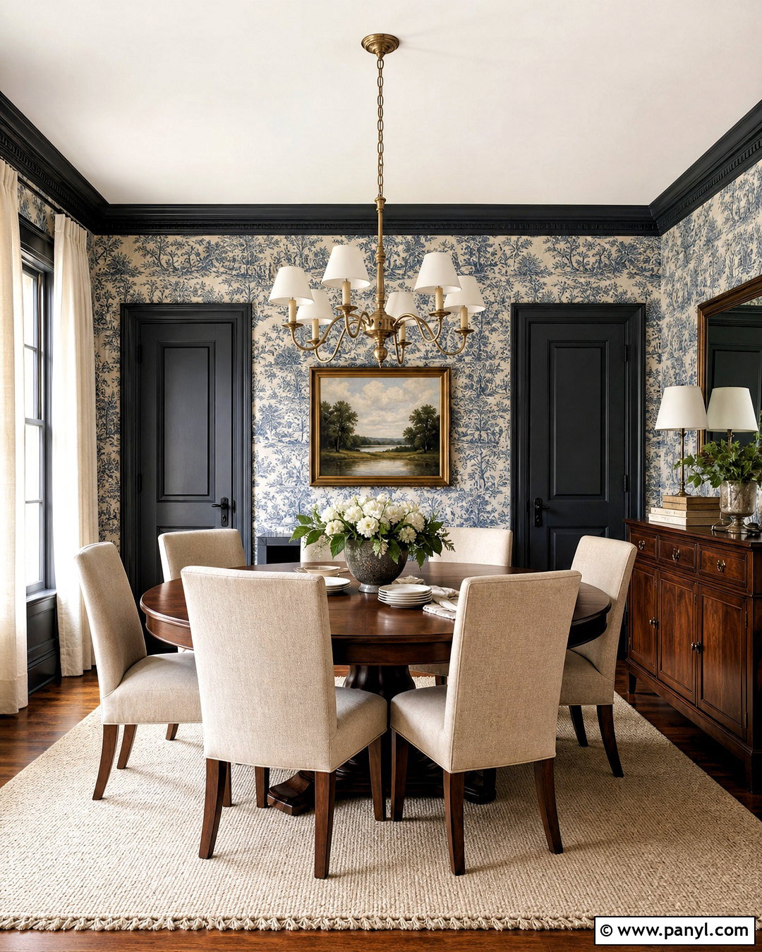 Dark Grey Trim Dining Room Wallpaper - 20 dark grey trim interior ideas