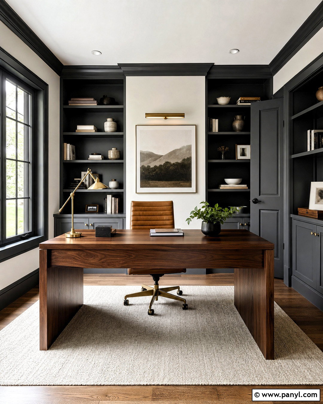 Dark Grey Trim Home Office - 20 dark grey trim interior ideas