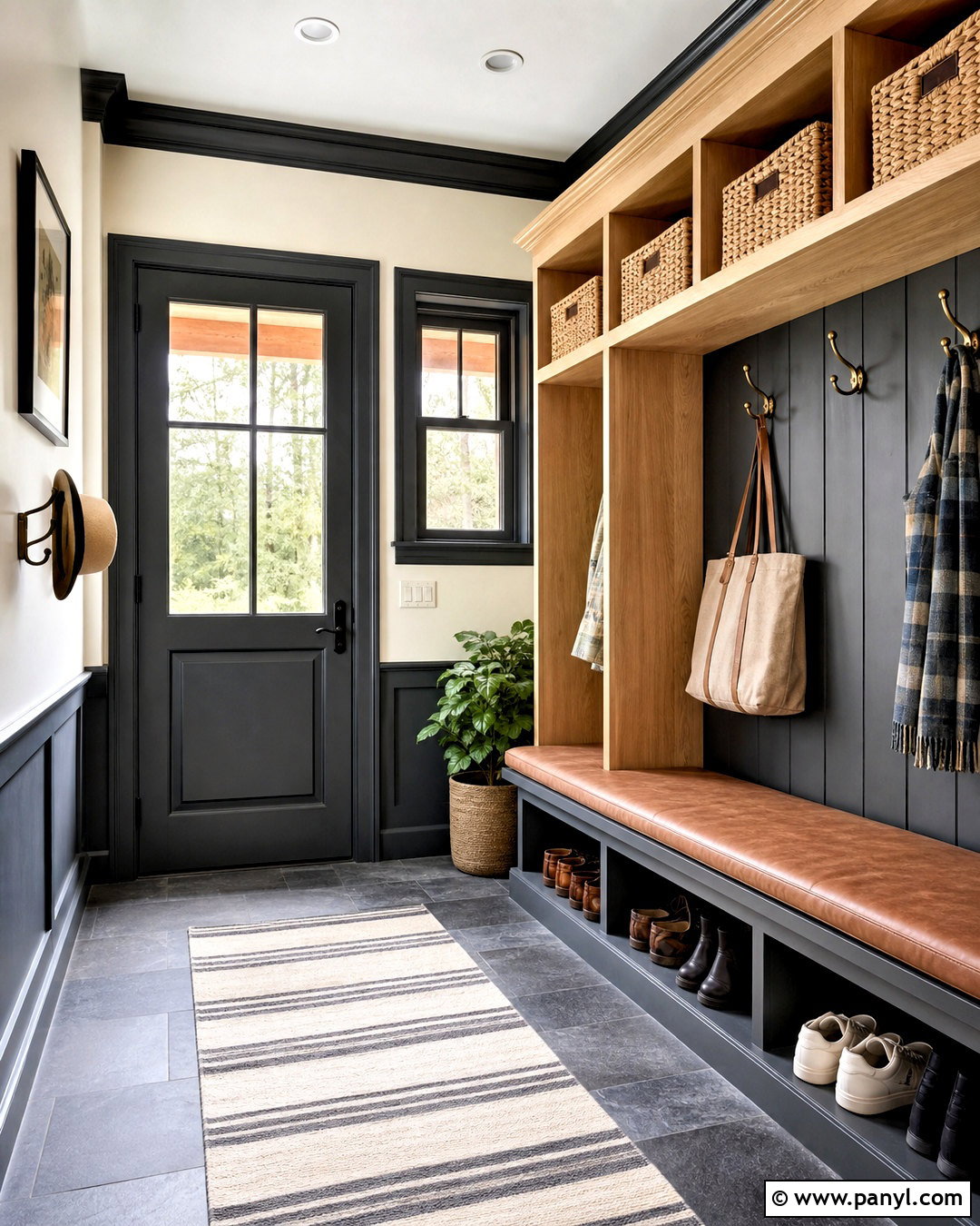 Dark Grey Trim Mudroom - 20 dark grey trim interior ideas