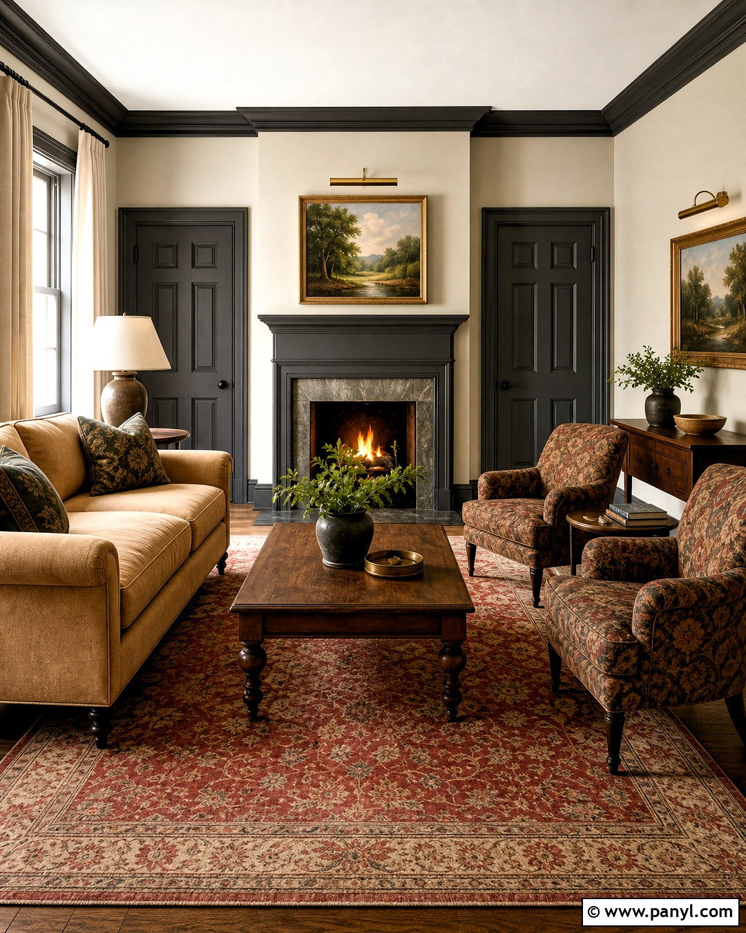 Dark Grey Trim Traditional Living Room - 20 dark grey trim interior ideas