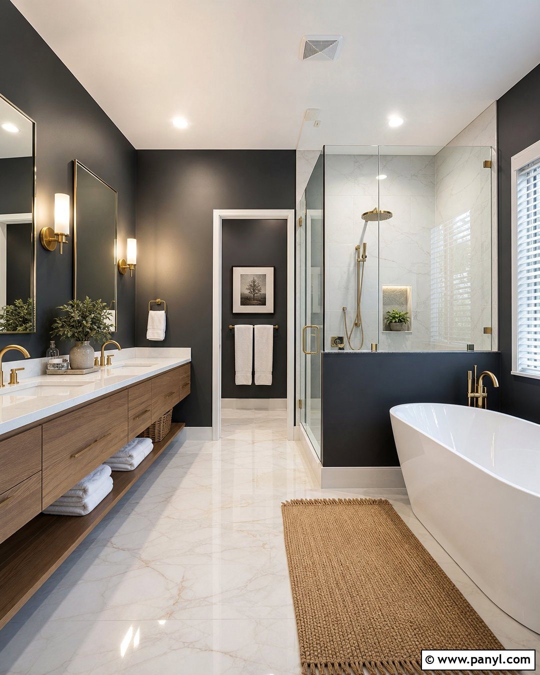 Dark Grey Wall Bathroom - 30 Grey Wall Interior Ideas