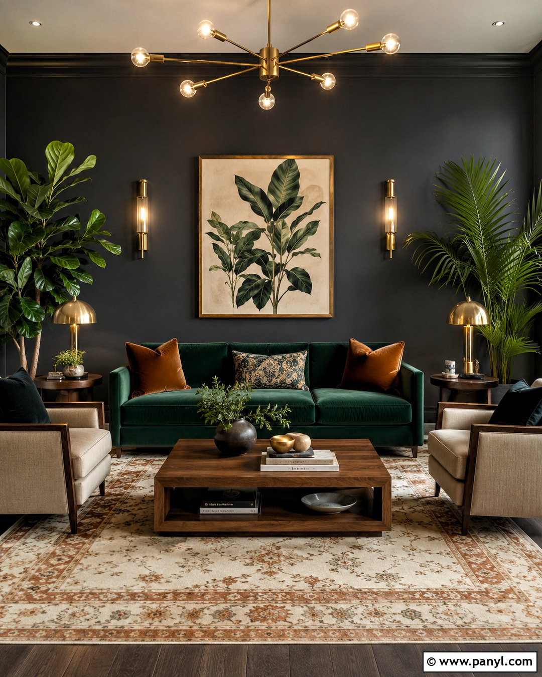 Dark Grey Walls With Emerald Green - 40 Dark Grey Walls