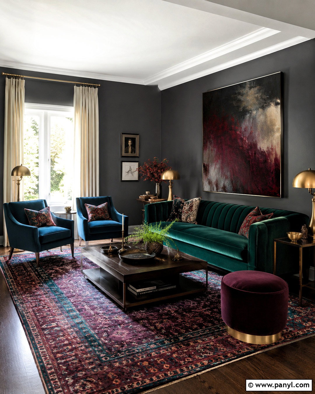 Dark Grey Walls With Jewel Tones - 40 Grey Wall Color Ideas