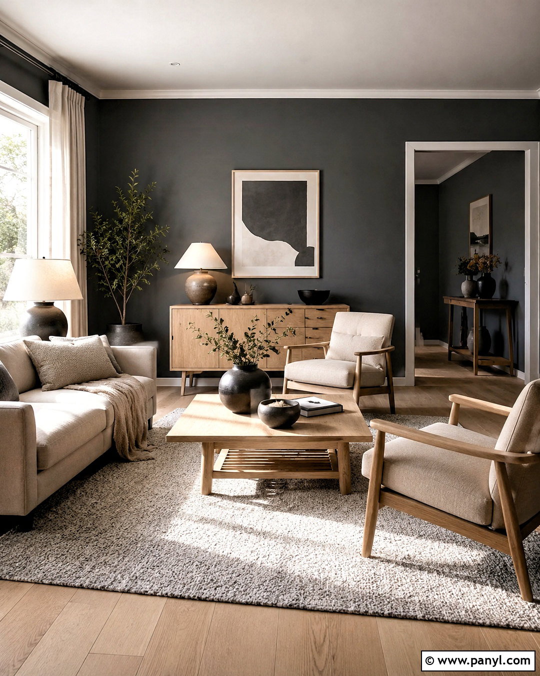 Dark Grey Walls With Light Oak Furniture - 40 Dark Grey Walls