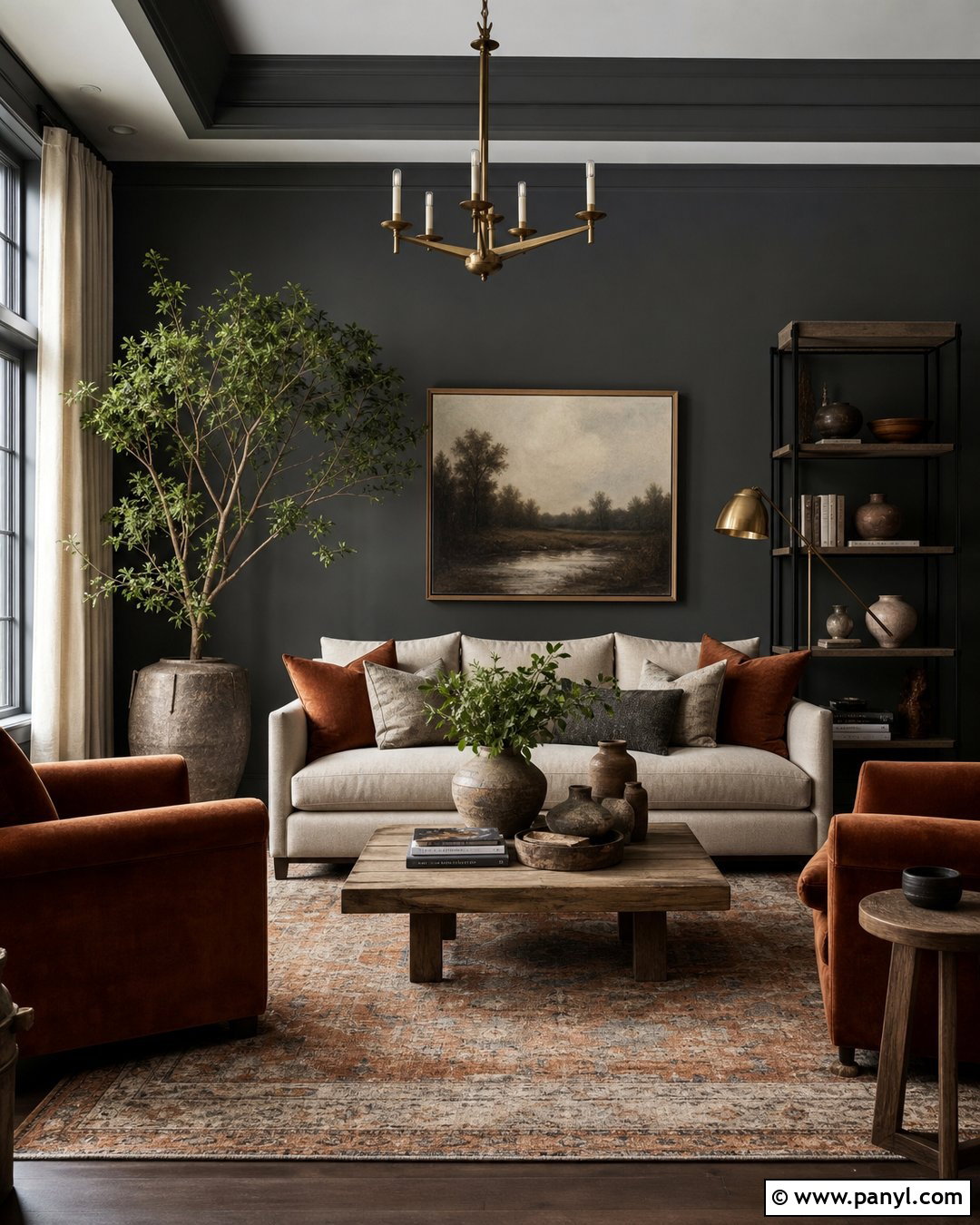Dark Grey Walls With Rust Accents - 25 Dark Grey Wall Color Ideas