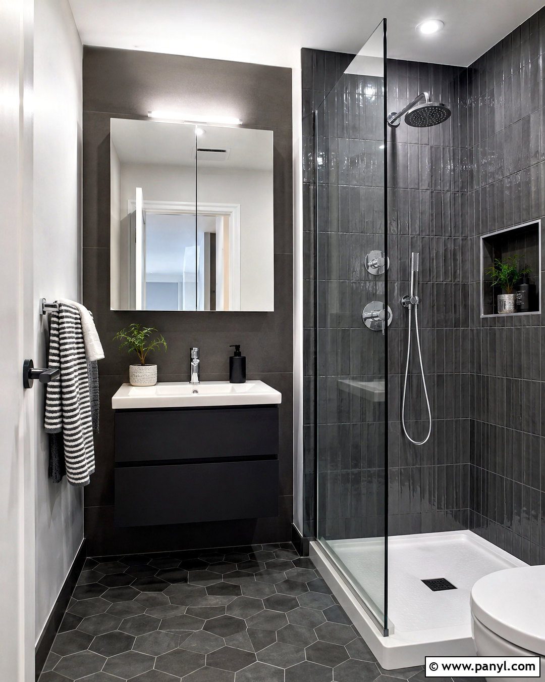 Dark Grey and White Small Bathroom - 20 dark grey and white bathroom ideas