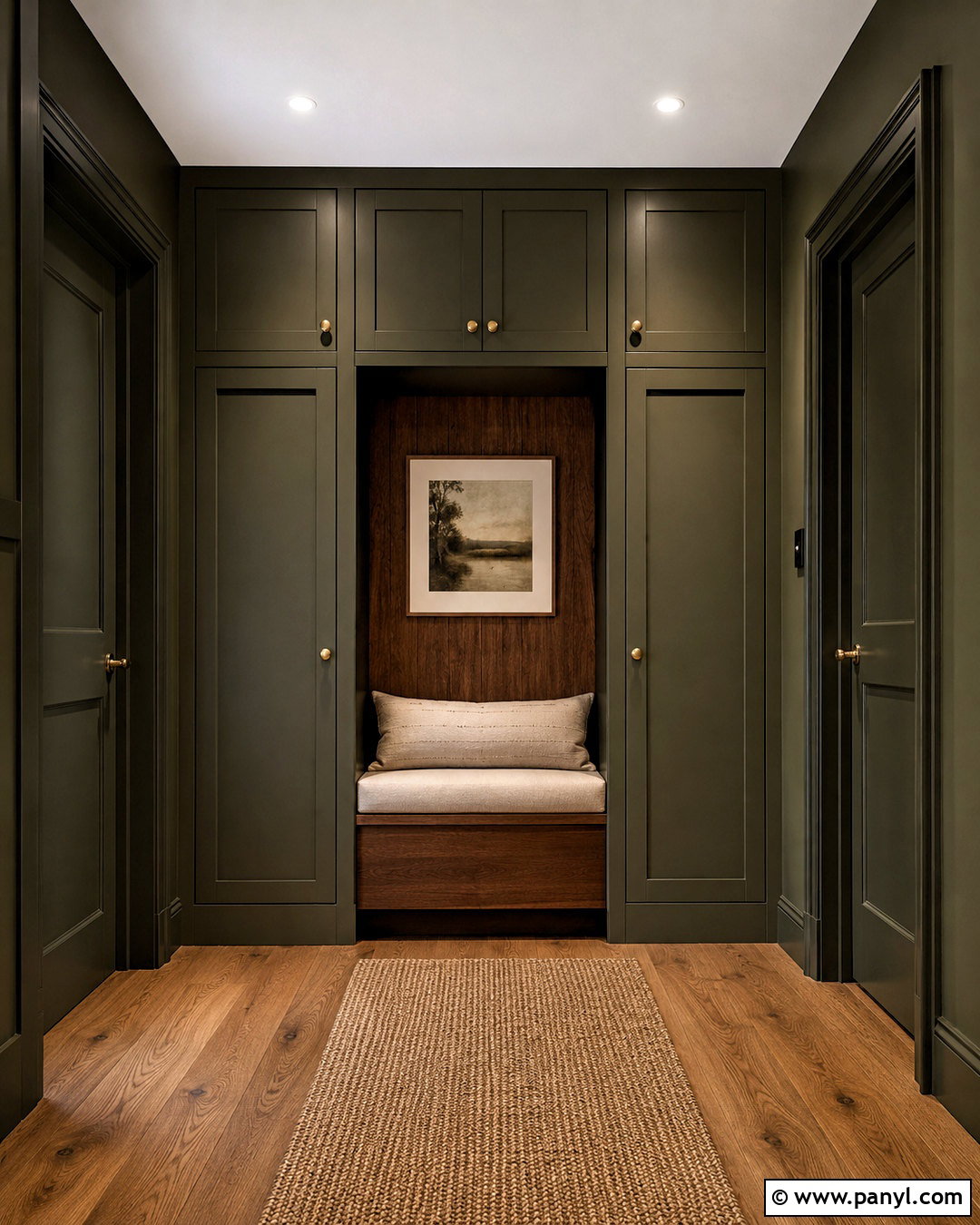 Dark Hallway With Built-In Storage - 20 moody hallway ideas
