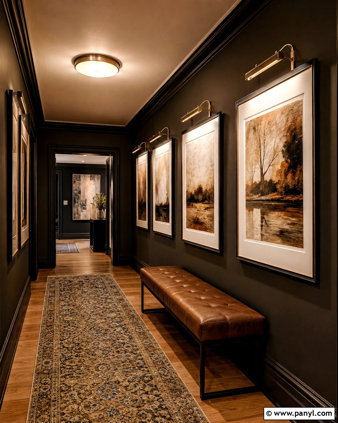 Dark Hallway With Picture Lights - 20 moody hallway ideas