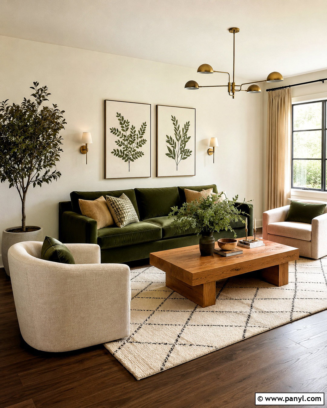 Dark Hardwood Floors With A Green Sofa - 20 dark hardwood floors living room decor ideas