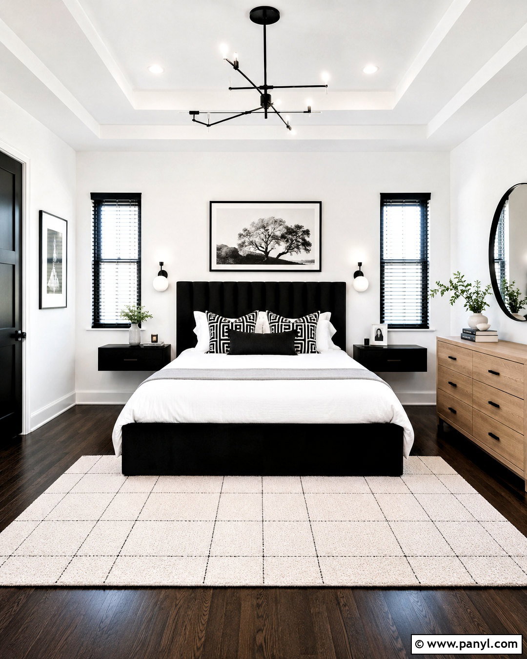 Dark Hardwood Floors With Black And White Decor - 20 dark hardwood floors bedroom ideas