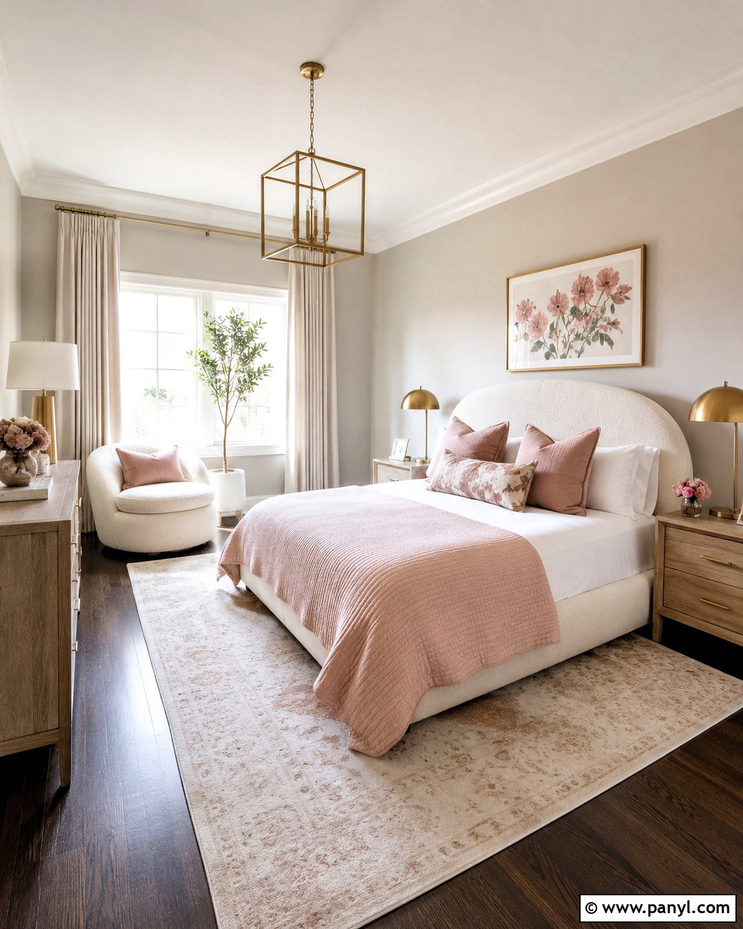 Dark Hardwood Floors With Blush Pink Bedding - 20 dark hardwood floors bedroom ideas