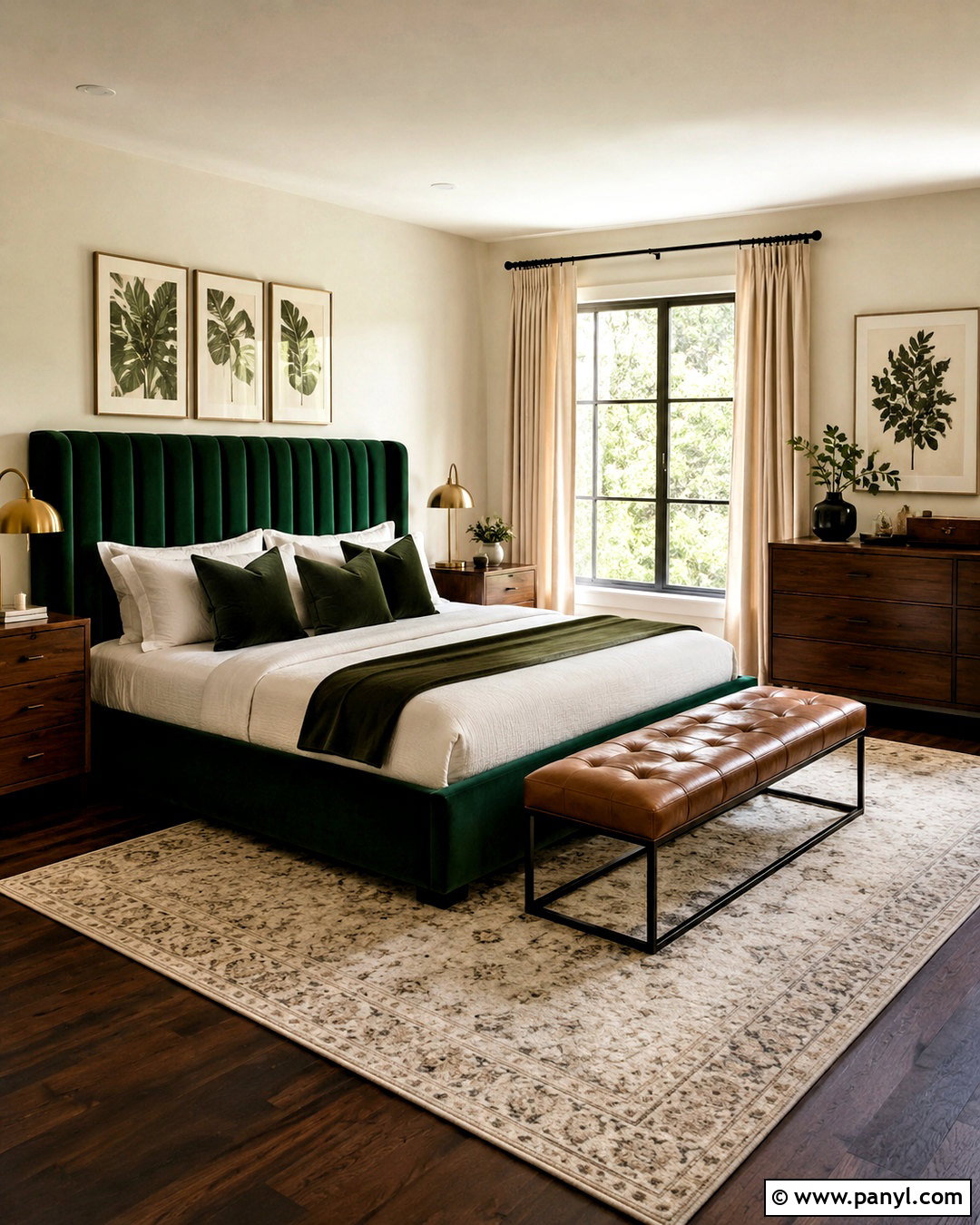 Dark Hardwood Floors With Green Velvet Furniture - 20 dark hardwood floors bedroom ideas